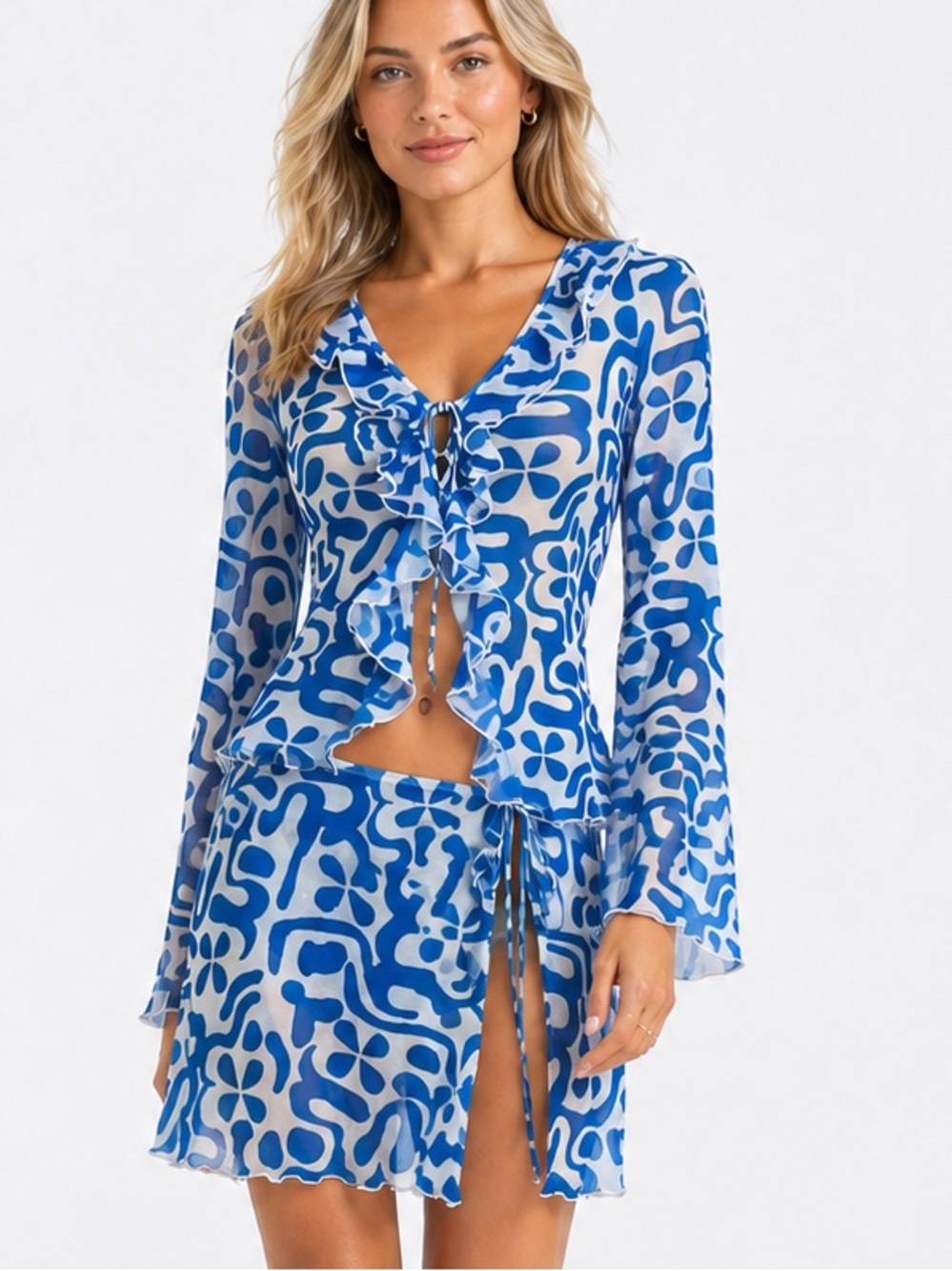 DIPPIN DAISYS Blue Haven Mesh Skirt Coverup Set S